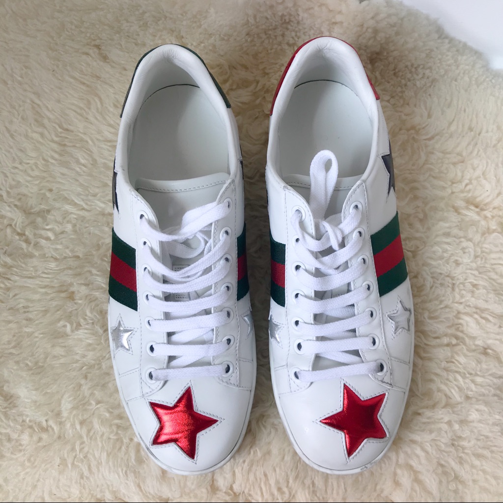 Authentic Gucci Star Sneakers White 8